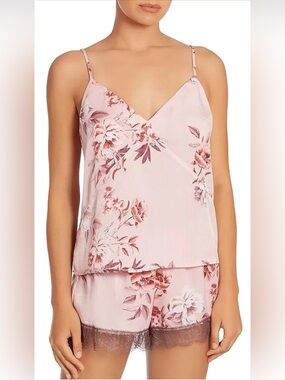 Midnight Bakery. Size L. Floral Pink Satin Cami & Short Pajama Set